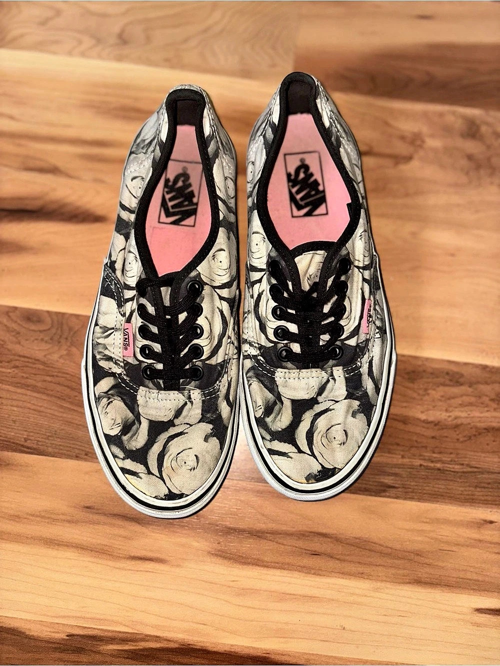 Vans Old School Vintage Black & White Floral Sneakers 8.5